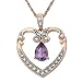 10k Rose Gold Pear Shaped Light Amethyst and Diamond-Accent Heart Pendant, 18"