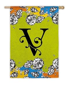 Gablecrest Monogram Silk Reflections Garden Size Flag - V