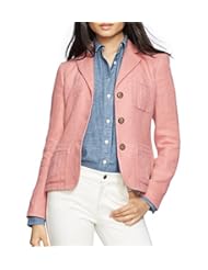 Apparel: Lauren Ralph Lauren Womens Linen-Silk Three-Button Jacket (10, Faded Rose)