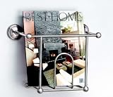 Taymor 10 Inch Bathroom Wall Mounted Metal Ball Accent Magazine Rack Satin Nickel Plated Steel