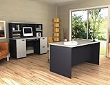 Executive Work Station and Credenza/Hutch Set in Sand Granite and Charcoal  ....