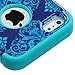 Asmyna TUFF Hybrid Phone Protector Cover for iPhone 5S - Retail Packaging - Purple/Blue Damask/Tropical Teal