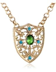 Signature 1928 Gold-Tone Green Filigree Shield Pendant Necklace, 20"
