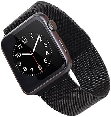 Apple Watch Band 38mm, Vanstone Apple Watch Accessories, Milanese Loop Stainless Steel Bracelet Strap Replacement Wrist Band Strong Magnetic Closure Clasp For Women/Men (Black/38mm)