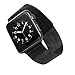 DeroTech for Apple Watch Band 42mm, Fully Magnetic Closure Clasp Mesh Loop Milanese Stainless Steel Bracelet Strap for Apple iWatch Sport & Edition,Black