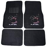 Play Girl Bunny Front & Rear Gem Crystals Studded Rhinestone Car Truck SUV Floor Mats - Pair