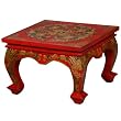 Handmade Asian Furniture - 20" Red Tibetan Accent / Coffee Table With Chinese Dragons & Flowers