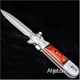Spring Assisted Wood Inlay Stilleto Style Pocket Knife YCS1004CH