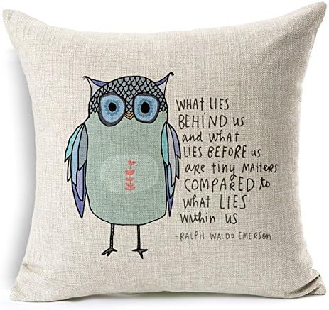 Cotton Linen Square Decorative Throw Pillow Case Cushion Cover Owls with 18 "X18 "