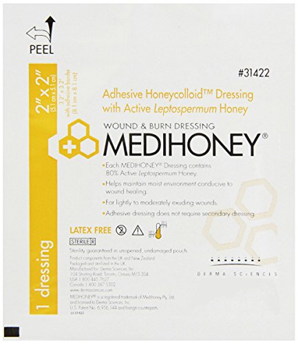 Derma Sciences 31422 Medihoney Honeycolloid Dressing, Adhesive, 2
