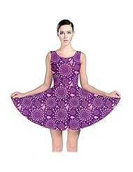 Polyester/Spandex Floral Print Dots Print Stretchy Skater Dress 