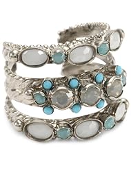 Sorrelli "Aegean Sea" Pacific Opal, Light Gray Opal, Turquoise, Adjustable Ring