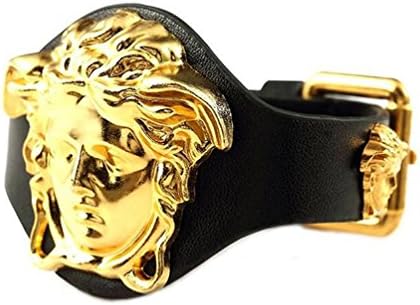 Triumph®(Fullfilled and Shipped By Amazon) Men's 18K Gold Plated Medusa PU Leather Bracelet