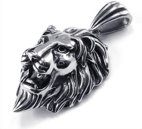 KONOV Jewelry Lion King Tribal Biker Mens Stainless Steel Necklace Pendant Silver 18-26 inch Chain