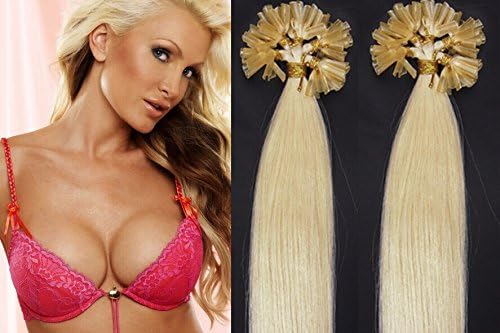 stock 24inch 100s 50g Fusion U or Nail Keratin Tip Remy Human Hair Extensions Color 60 platinum blonde lightest blonde