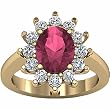 14K Yellow Gold Rhodolite Garnet and Diamond Ring