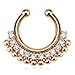 Brass with Rose Gold IP Plating Fake Septum Clicker Clip On Non Piercing Nose Ring Hoop Cartilage Tribal Fan 3/8