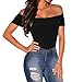 Shawhuwa Womens Sexy Off Shoulder Leotard Bodysuit Clubwear Romper S Black 4