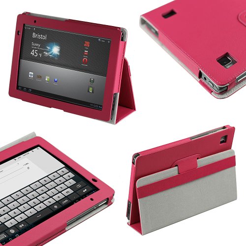 iGadgitz Pink 'Portfolio' PU Leather Case Cover for Acer Iconia Tab A500 A501 10.1 Android Tablet 16gb 32gb