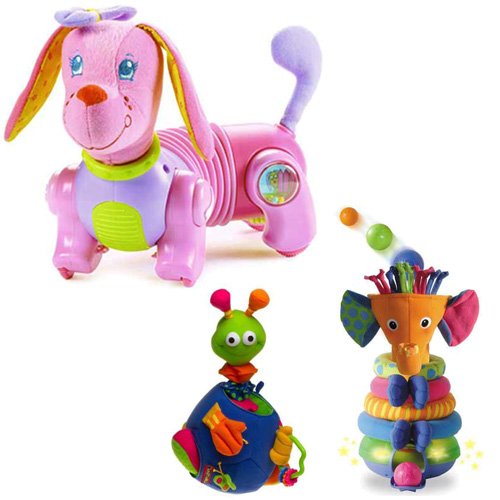 Tiny Love Follow Me Fiona with Musical Stack & Play and Activity Ball Developmental Toy Bundle