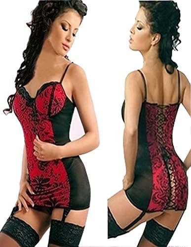 Love Lingerie Hot Sexy Women's Thin Corset Long Style Body Beauty Corset Skirt-Red
