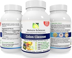 Naturo Sciences - Super Strength Colon Cleanse - Detox the Body and Brain - Master Herbal Cleanse - Fennel Seed - Cascara Sagrada - Ginger - Psyllium Husk - Pumpkin Seed - Buckthorne Root - Licorice Root - Rhubarb - Citrus Pectin - Acidolphilus - Acai - Cape Aloe - Bentonite Clay - Aloe Vera - Cayenne Pepper - Senna - Oat Bran - Prune Extract - Flax Seed - 1800mg Proprietary Blend Per Serving, 30 Servings, 60 Capsules
