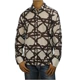 Mens Kenneth Cole New York white and brown button up long sleeve dress shirt. 100% authentic designer shirt with a classic fit and impeccable style. Featuring a brown stylish geometric design. Great brand name top with high quality light weight cotton which is great for both formal and casual occasions.