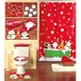 16 piece CHRISTMAS themed Bathroom Set Holiday Reindeer SANTA shower curtain, hooks, toilet lid cover, tank cover & contour rug