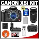 Canon EOS Digital Rebel XSi 12.2-Megapixel SLR Camera (BLACK) with Canon EF-S 18-55mm f/3.5-5.6 IS Zoom Lens + Canon EF 75-300mm f/4-5.6 III Zoom Lens + Canon BG-E5 Battery Grip + LP-E5 Battery + Case + Cameta Bonus Accessory Kit