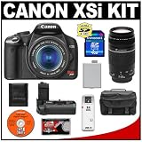 Canon EOS Digital Rebel XSi 12.2-Megapixel SLR Camera (BLACK) with Canon EF-S 18-55mm f/3.5-5.6 IS Zoom Lens + Canon EF 75-300mm f/4-5.6 III Zoom Lens + Canon BG-E5 Battery Grip + LP-E5 Battery + Case + Cameta Bonus Accessory Kit