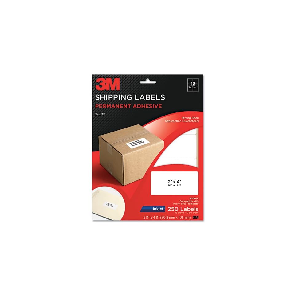 3m Products 3m Permanent Adhesive White Mailing Labels For