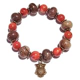 Autumn Jasper & Coral Stretch Bracelet