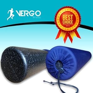 Black High Density Foam Roller + Deluxe Drawstring Carrying Case - Extra Firm Roller - 6