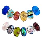 Pandora Style Twelve (12) Piece Charm Bead Set with Murano Style, Glass Style and Faceted Glass Style Beads - Fits Pandora, Troll, Biagi and Charmilia - Exact Assortment as Shown (FB163)