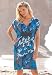 Roamans Plus Size Jewel Trim Coverup (BLUE PRINT,4X)