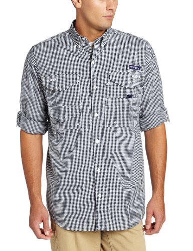 Columbia Men's Super Bonehead Classic Long Sleeve Shirt, Collegiate Navy Gingham, Large On Sale