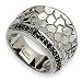Stainless Steel Hammered and Black Crystal Ring title=