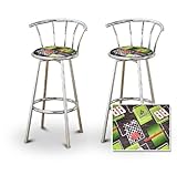 Set of 2 Metal Swivel Barstools (29" Chrome) (Dale Earnhardt Jr.)