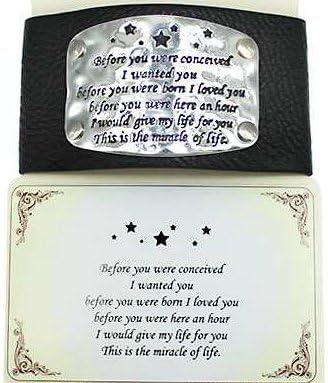 Miracle of Life Inspiarional Leather Bracelet Prayer Card I loved you before you were born