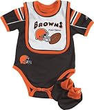 Cleveland Browns Newborn Creeper, Bib and Bootie Set
