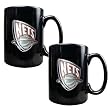 New Jersey Nets NBA 2pc Black Ceramic Mug Set - Primary Logo by Great American Products