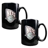 New Jersey Nets NBA 2pc Black Ceramic Mug Set - Primary Logo