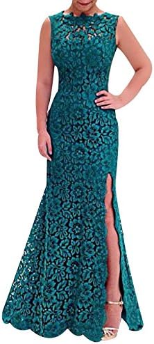 Keepinmind Women's Elegant Sleeveless Low Back Floor Length Formal Dress Green XL