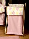 Baby and Kids Clothes Laundry Hamper for Pink and Yellow Argyle Bedding Sets