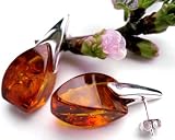 Top Quality Flaming Amber and Sterling Silver Earrings