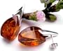 Top Quality Flaming Amber and Sterling Silver Large Earrings