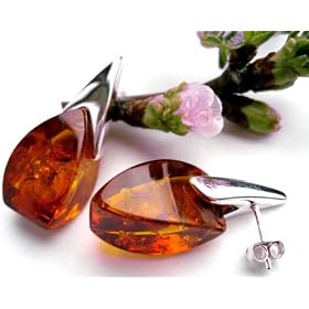 Top Quality Flaming Amber and Sterling Silver Earrings by Amber earrings