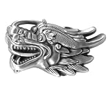 3D Chinese Dragon Head Belt Buckle – Silver Color