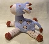 Plush Baby Blue Giraffe with Brown Polka Dots and Striped Legs