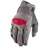 ICON HOOLIGAN 2 MOTORCYCLE GLOVES MOTO STYLE - GREY / MEDIUM - NEW